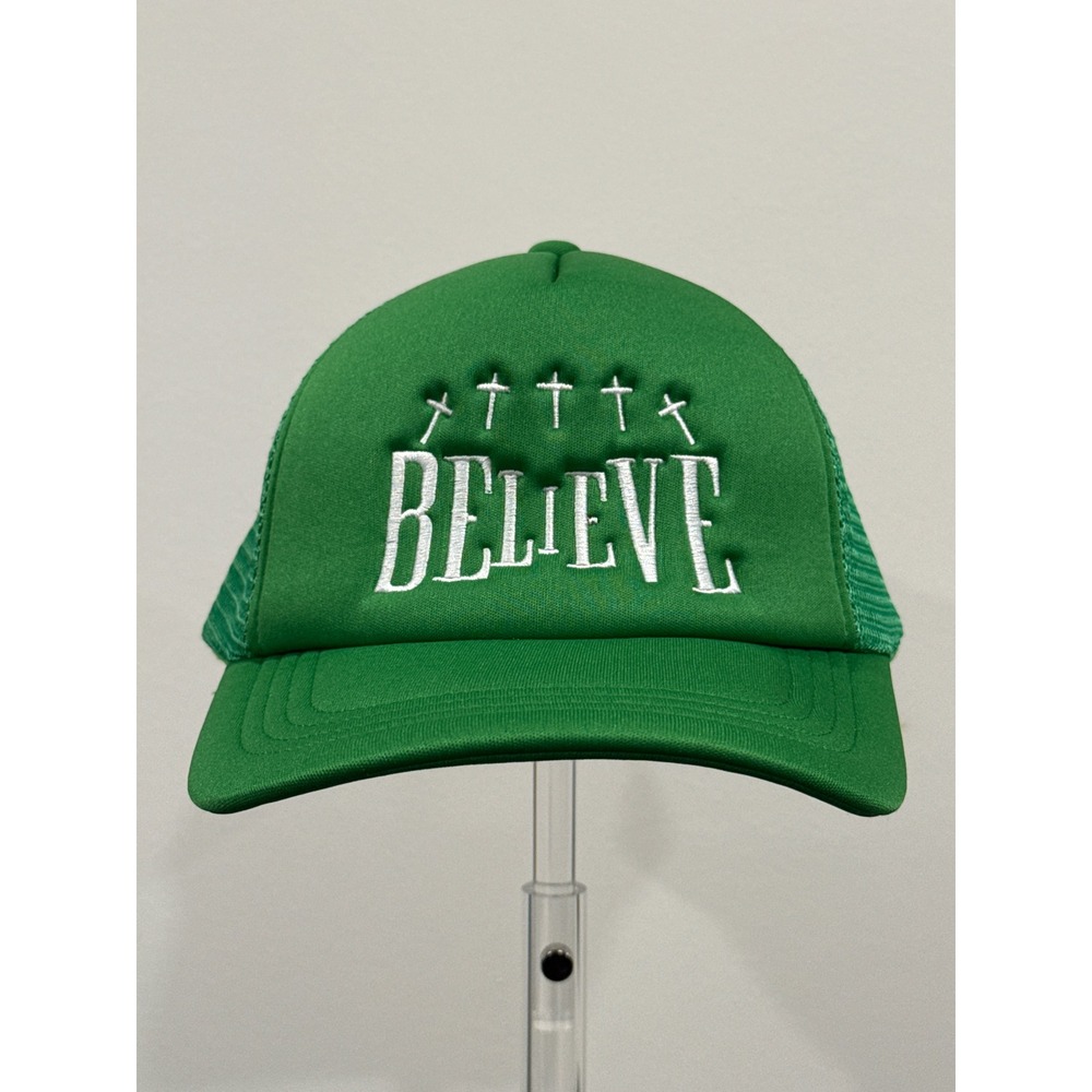 Unbranded Trucker Hat Unisex OSFM Green Excellent Believe Cross Snapback Cap